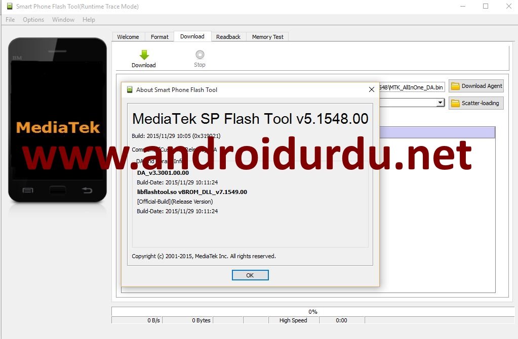 Download MediaTek SP Flash Tool v5.1548 PC Windows